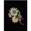 Image 1 : Franz Porcelain Brooch Rhodium Plated Sterling Silver Featuring Lady Bug and Daisies