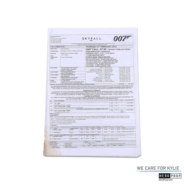 James Bond: Skyfall (2012) Call Sheet Collection