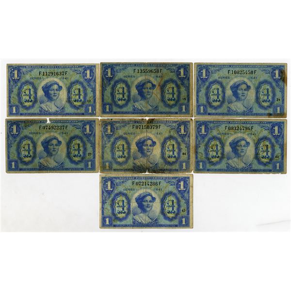 U.S. Military Payment Certificates, ND (1958), Series 541, $1, Group of 7 Issued Banknotes
