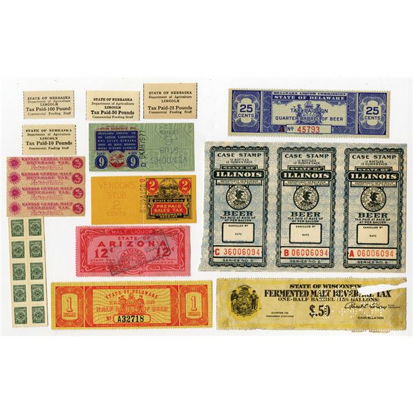 State Revenue, Various State Revenue Tax Paid Assortment, ca.1920-40s.