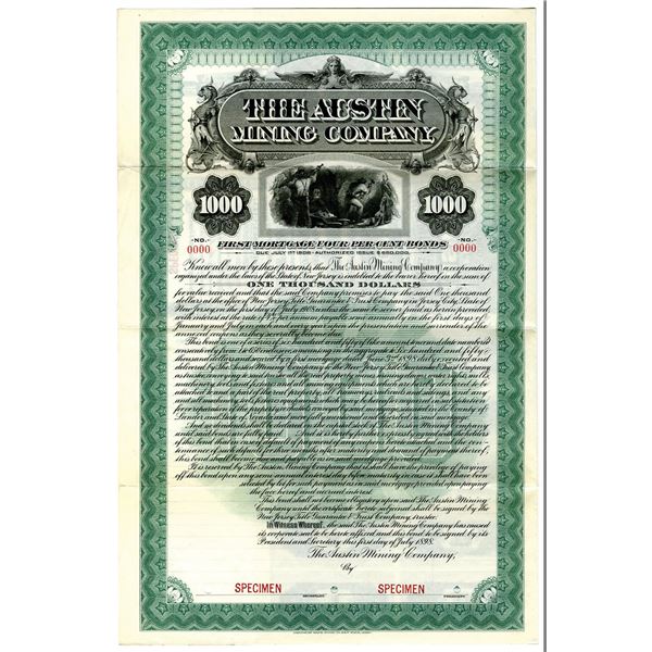 Austin Mining Co., 1898 Specimen Bond