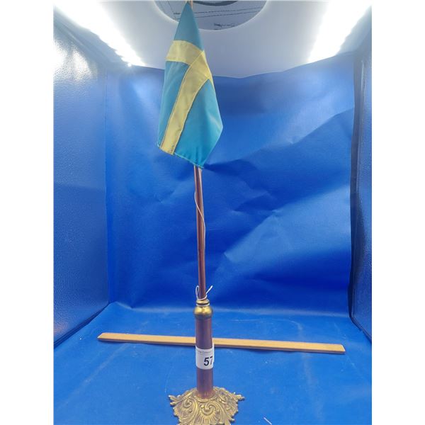 VINTAGE SWEDISH FLAG ON BRASS POLE