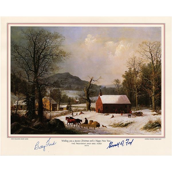 Gerald and Betty Ford Signed Oversized Christmas Card