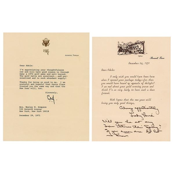 Lyndon and Lady Bird Johnson (2) Typed Letters Signed