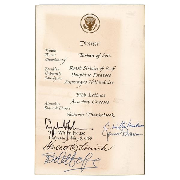 Lyndon B. Johnson Signed White House Menu