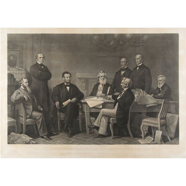 Abraham Lincoln Engraving: First Reading the Emancipation Proclamation Before the Cabinet