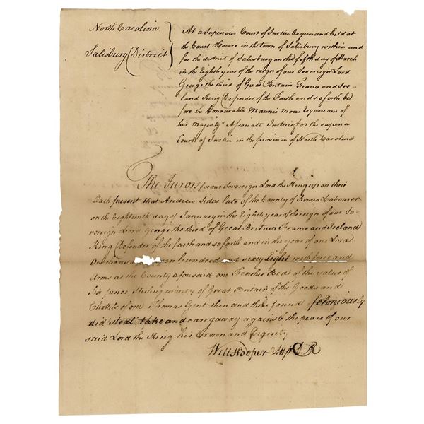 William Hooper Document Signed