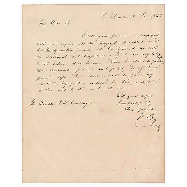 Henry Clay Autograph Letter Signed