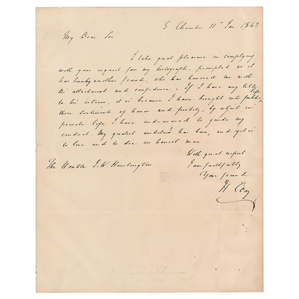 Henry Clay Autograph Letter Signed