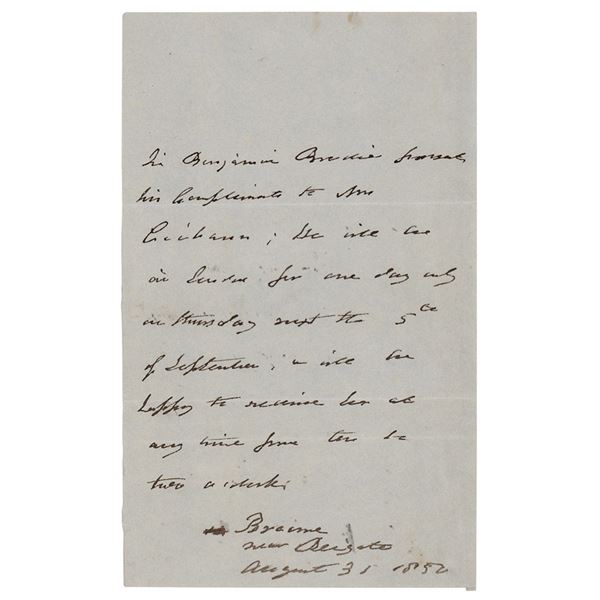 Benjamin Collins Brodie Third-Person Autograph Letter Signed