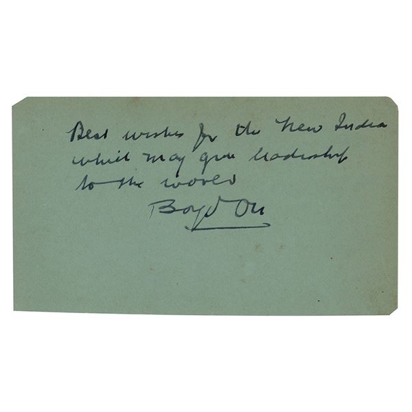 John Boyd Orr Autograph Quotation Signed