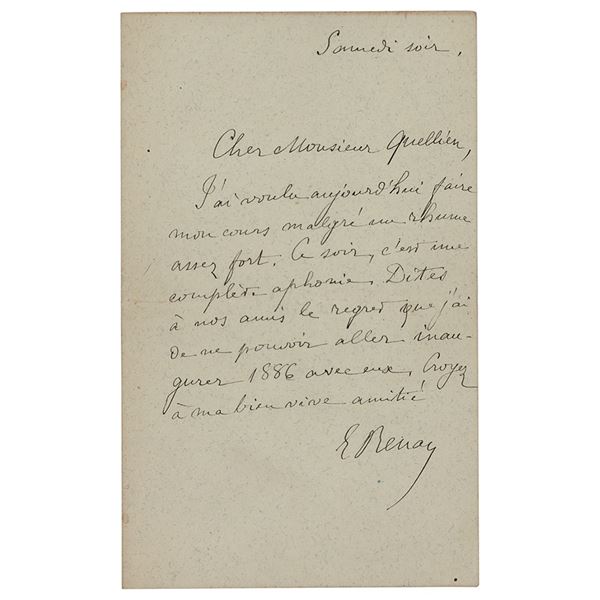 Ernest Renan Autograph Letter Signed
