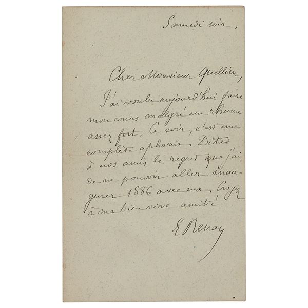 Ernest Renan Autograph Letter Signed