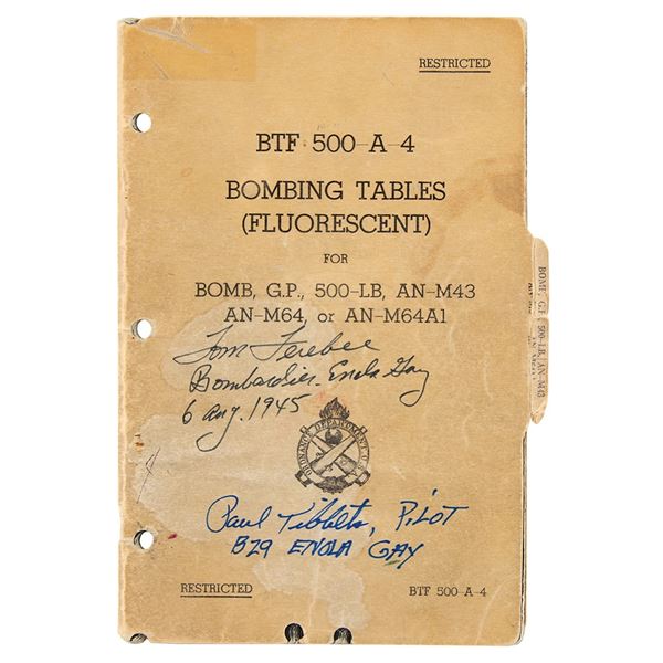 Enola Gay: Tibbets and Ferebee Signed Fluorescent Bombing Table