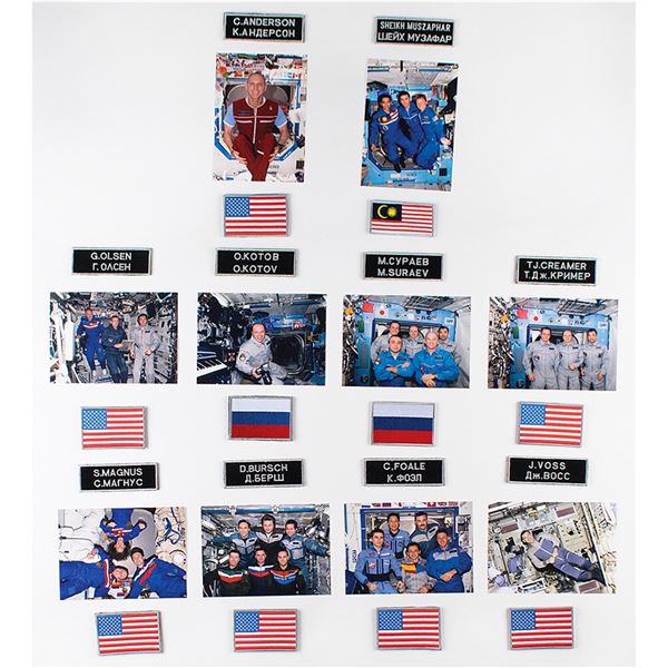 ISS (20) Spare Astronaut and Cosmonaut Name Tags and Flag Patches