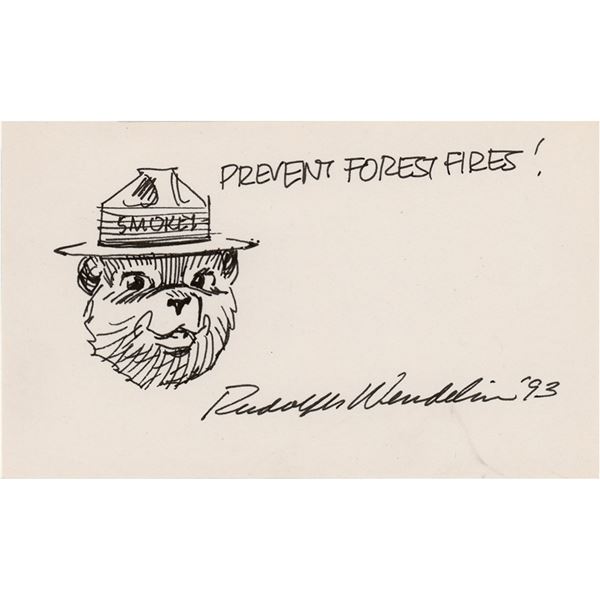 Rudolph Wendelin Original Sketch of Smokey the Bear