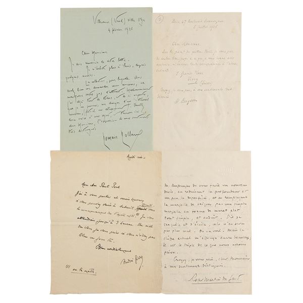 French Nobel Prize in Literature Winners (8) Autograph Letters Signed