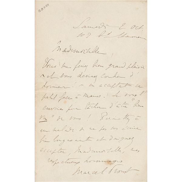 Marcel Proust Autograph Letter Signed