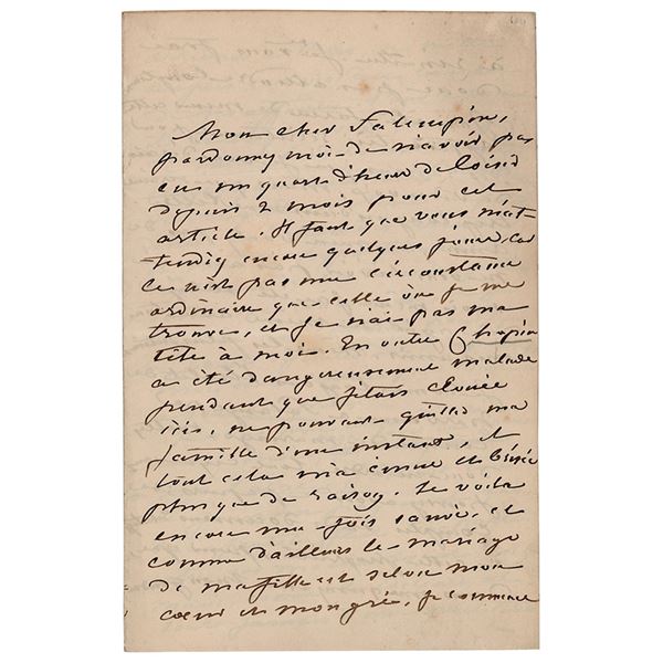 George Sand Autograph Letter Signed on Frederic Chopin