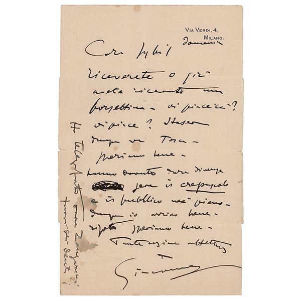 Giacomo Puccini Autograph Letter Signed