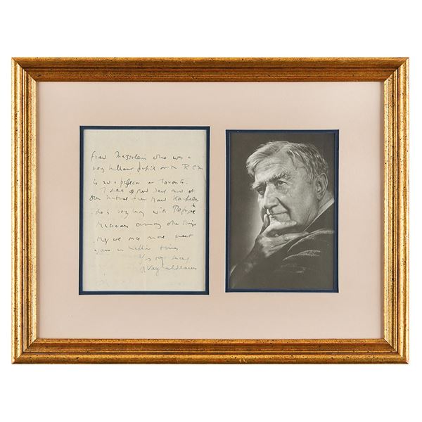 Ralph Vaughan Williams Autograph Letter Signed on Refugee Musicians in WWII