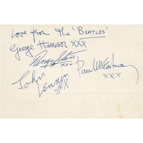 Beatles Signed Large-Format Parlophone Promo Card