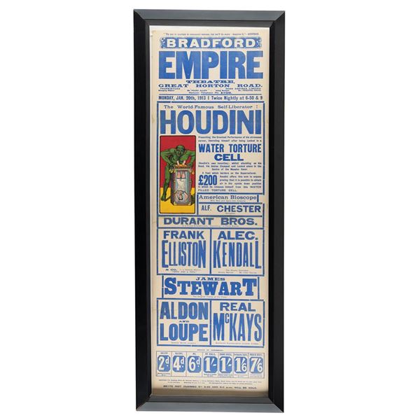 Harry Houdini 'Water Torture Cell' Broadside Poster