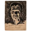 Image 1 : Boris Karloff Signed Sketch of Frankenstein