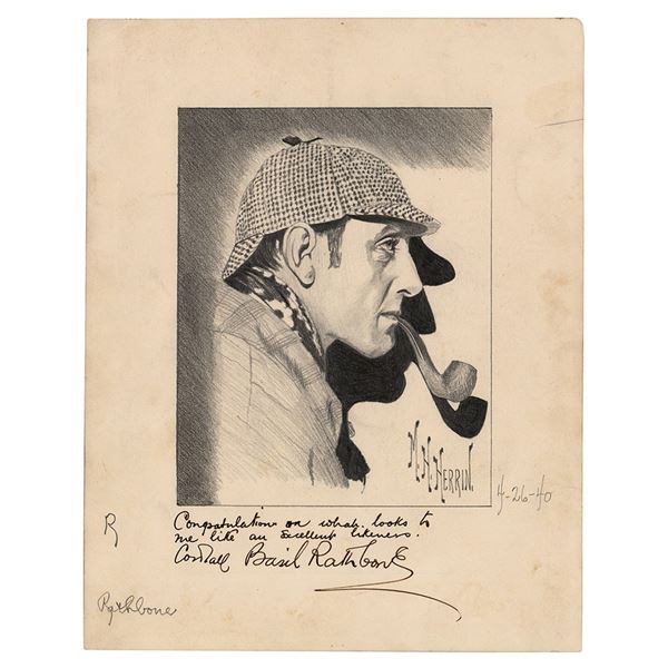 Basil Rathbone Signed Sketch of Sherlock Holmes