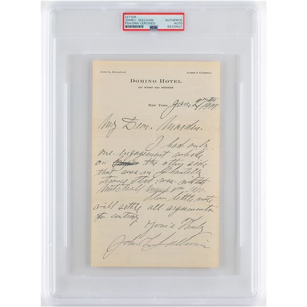 John L. Sullivan Autograph Letter Signed on Famous Fight