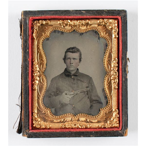 Confederate Soldier with Gun Tintype