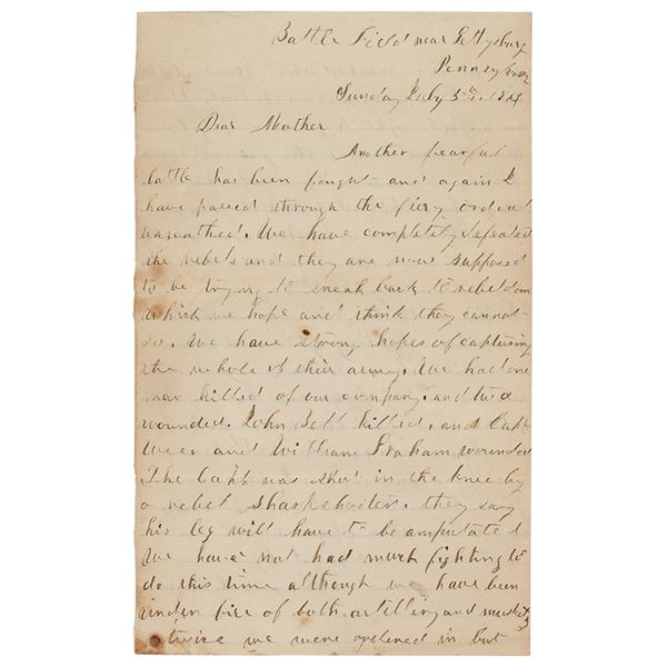 Gettysburg: Letter from the Battlefield