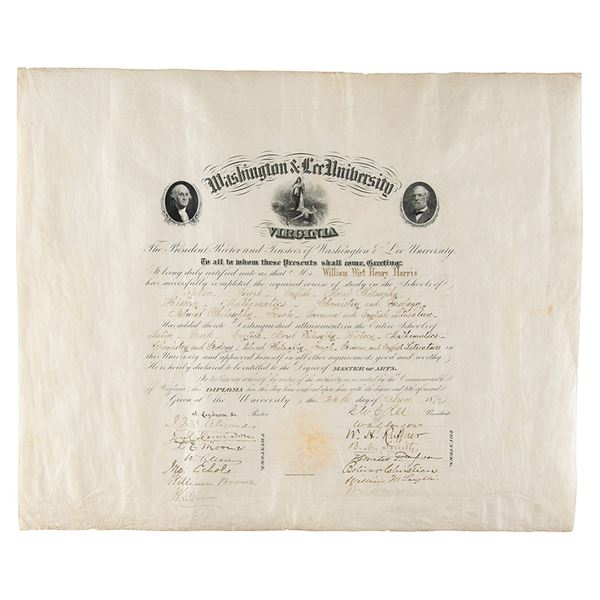 George Washington Custis Lee Signed Diploma (1874)