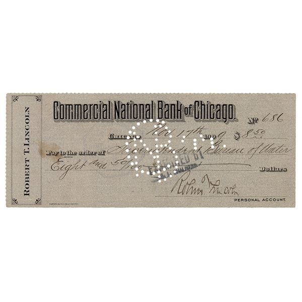 Robert Todd Lincoln Signed Check and Cabinet Photo