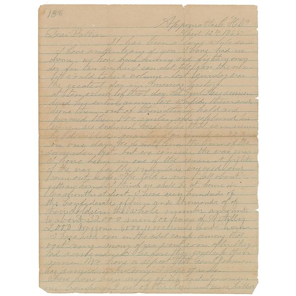 Battle of Appomattox Court House: Letter on Lee's Surrender