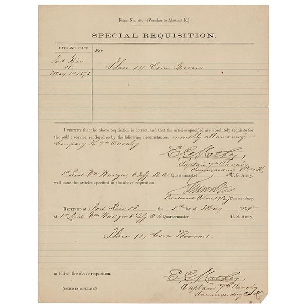 Little Bighorn: Edward G. Mathey Twice-Signed Document