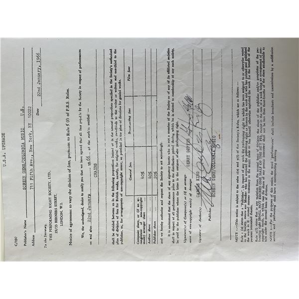 Carole King and Gerry Goffin signed contract