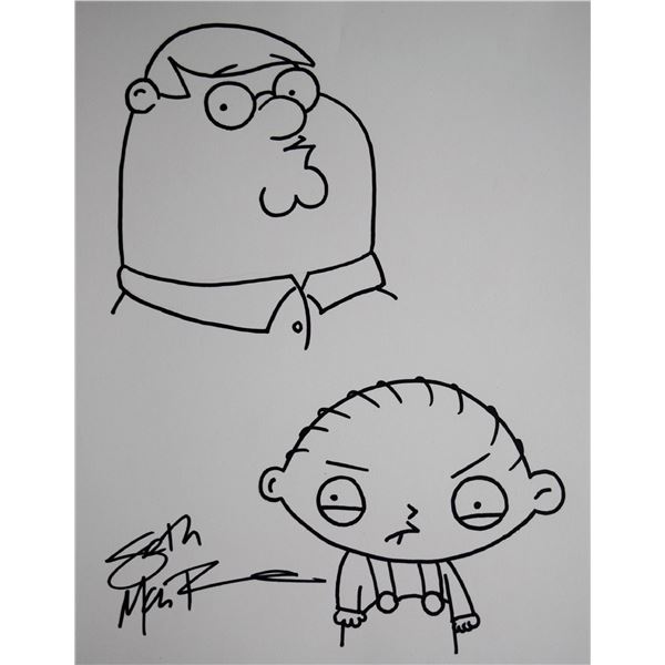 Peter Griffin & Stewie sketch signed by Seth MacFarlane