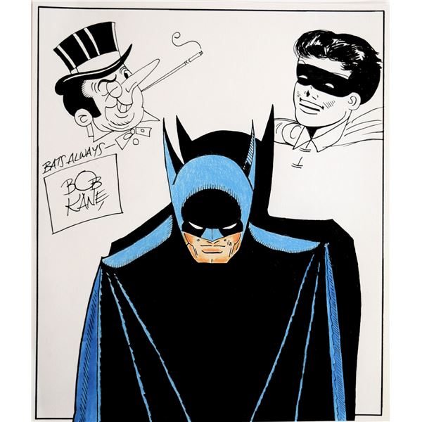 Bob Kane hand drawn & signed Batman   sketch