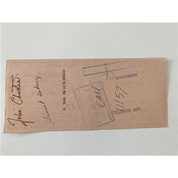 Julie Christie signed check