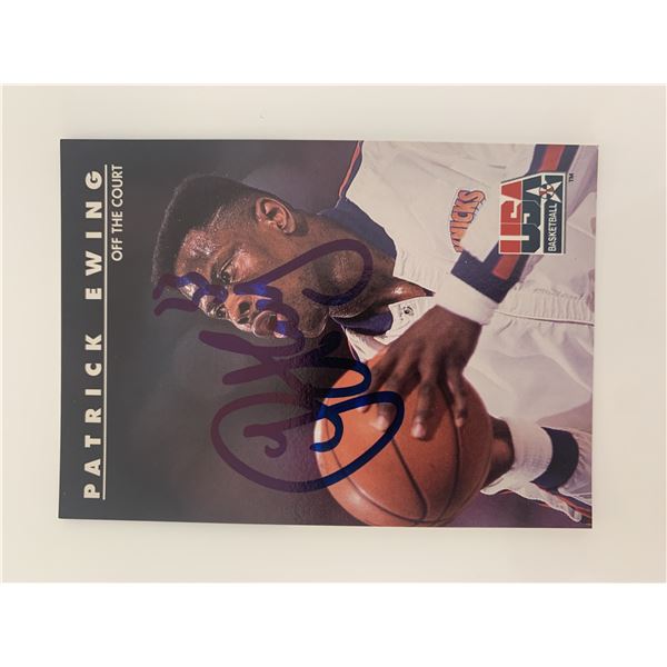 Patrick Ewing signed basketball card