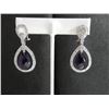 Image 1 : Large pear shaped amethyst stud earrings.