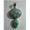 Image 1 : Large chrysocolla double stone pendant