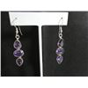 Image 1 : Large triple stone amethyst drop earrings.