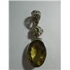 Image 1 : 2 3/8 inch lemon quartz and peridot pendant.