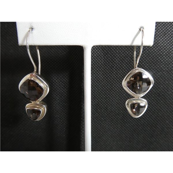 Smokey topaz earrings set in 925 sterling silver.