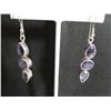 Image 1 : Large drop 3 stone amethyst earrings.