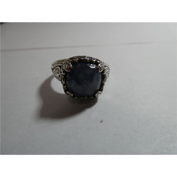 Size 9 sapphire corundum 925 sterling silver ring