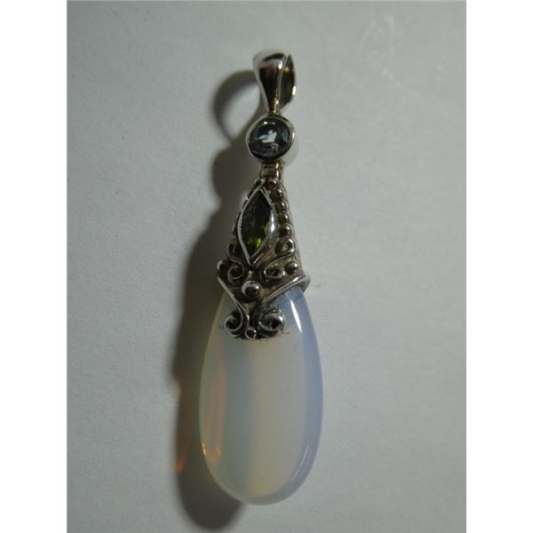 Opalite pendant with amethyst and blue topaz