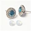 Image 2 : 14K WHITE GOLD NATURAL BLUE DIAMOND (COLOR ENHANCED)(1.5CT) DIAMOND (1.6CT)  EARRINGS